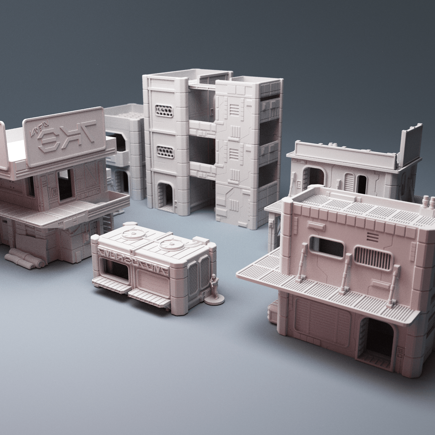 MidRim City Complete Terrain Bundle – 13 Sci-Fi Buildings (28mm/34mm, Star Wars Legion) - Northern Foundry