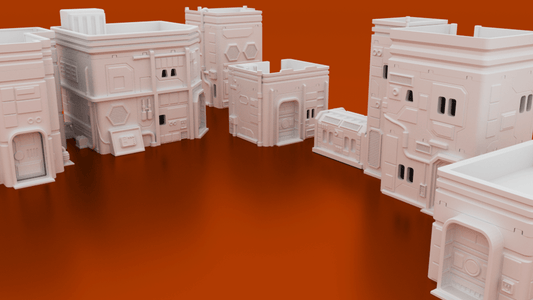 MidRim City Complete Terrain Bundle – 13 Sci-Fi Buildings (28mm/34mm, Star Wars Legion) - Northern Foundry