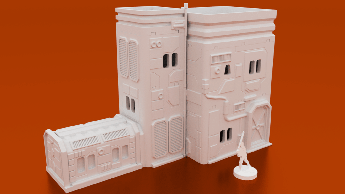 MidRim City Phase 1 Bundle – 7 Sci-Fi Buildings (28mm/34mm, Star Wars Legion) - Northern Foundry