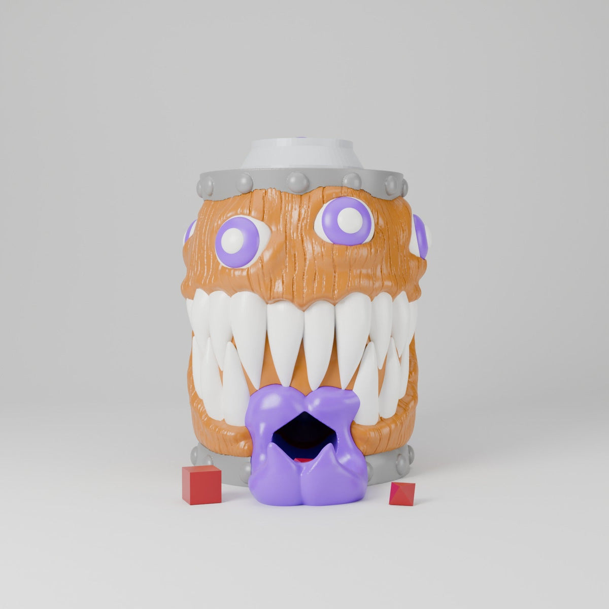 Mimic Dice Tower Can Cooler – Monster Barrel Dice Roller and Drink Holder for Game Night - Northern Foundry