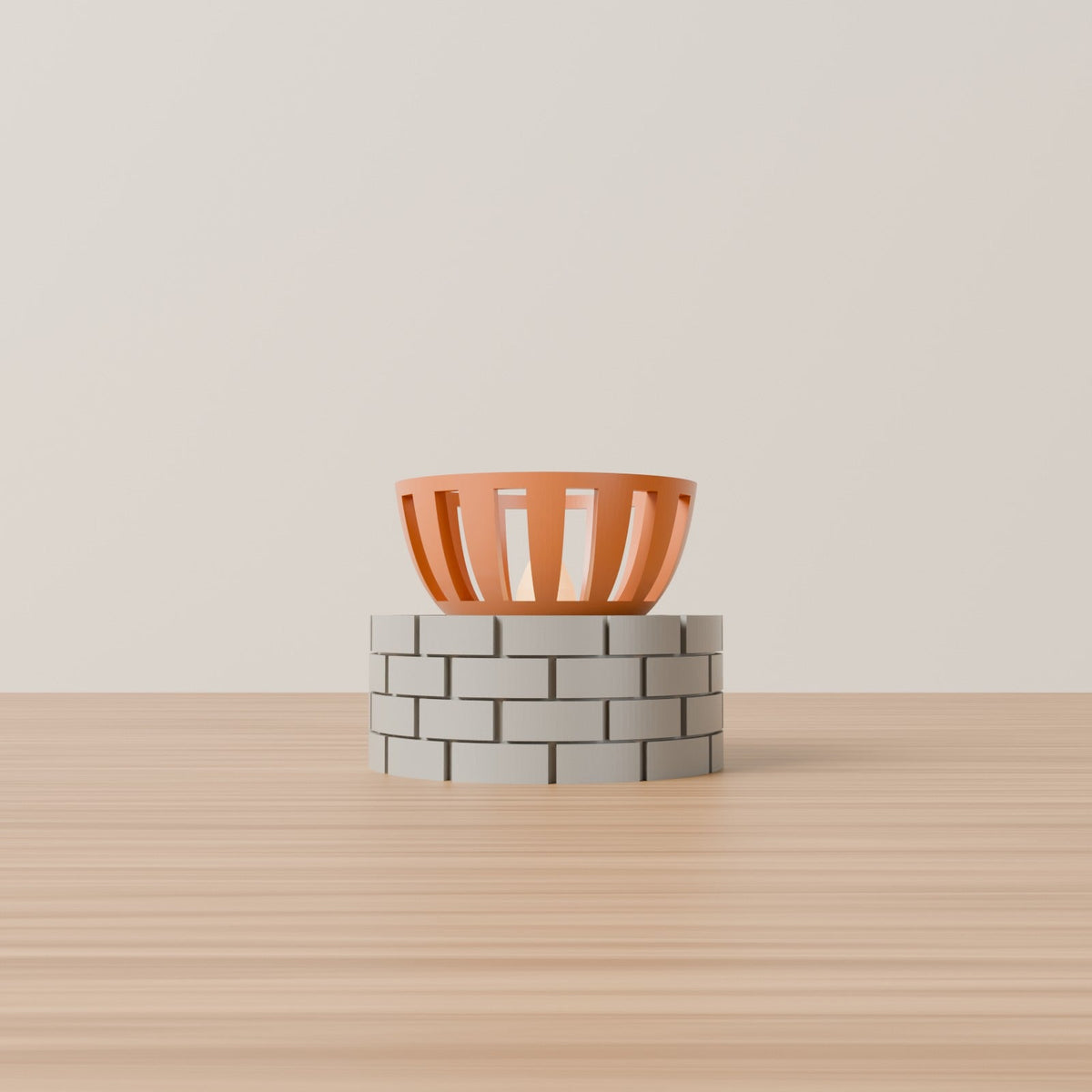 Miniature Brazier LED Tealight Holder – Tiny Fire Pit Candle Sleeve with Stone Base - Northern Foundry
