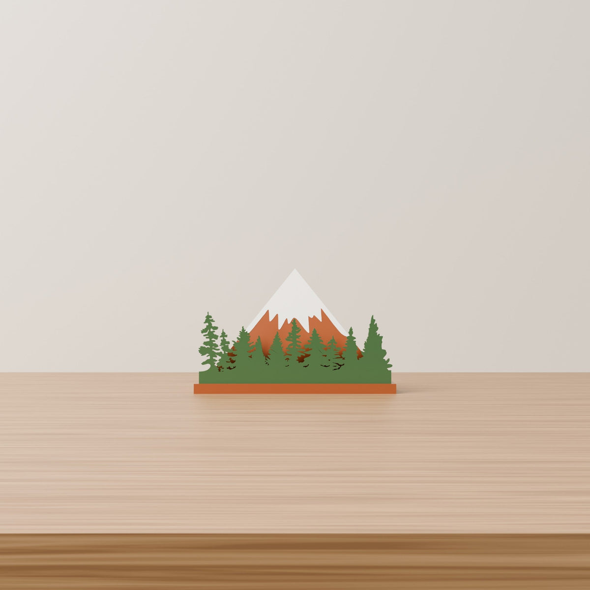 Mountain Forest Statue – Layered Snowy Peak & Pine Tree Winter Scene Decor - Northern Foundry