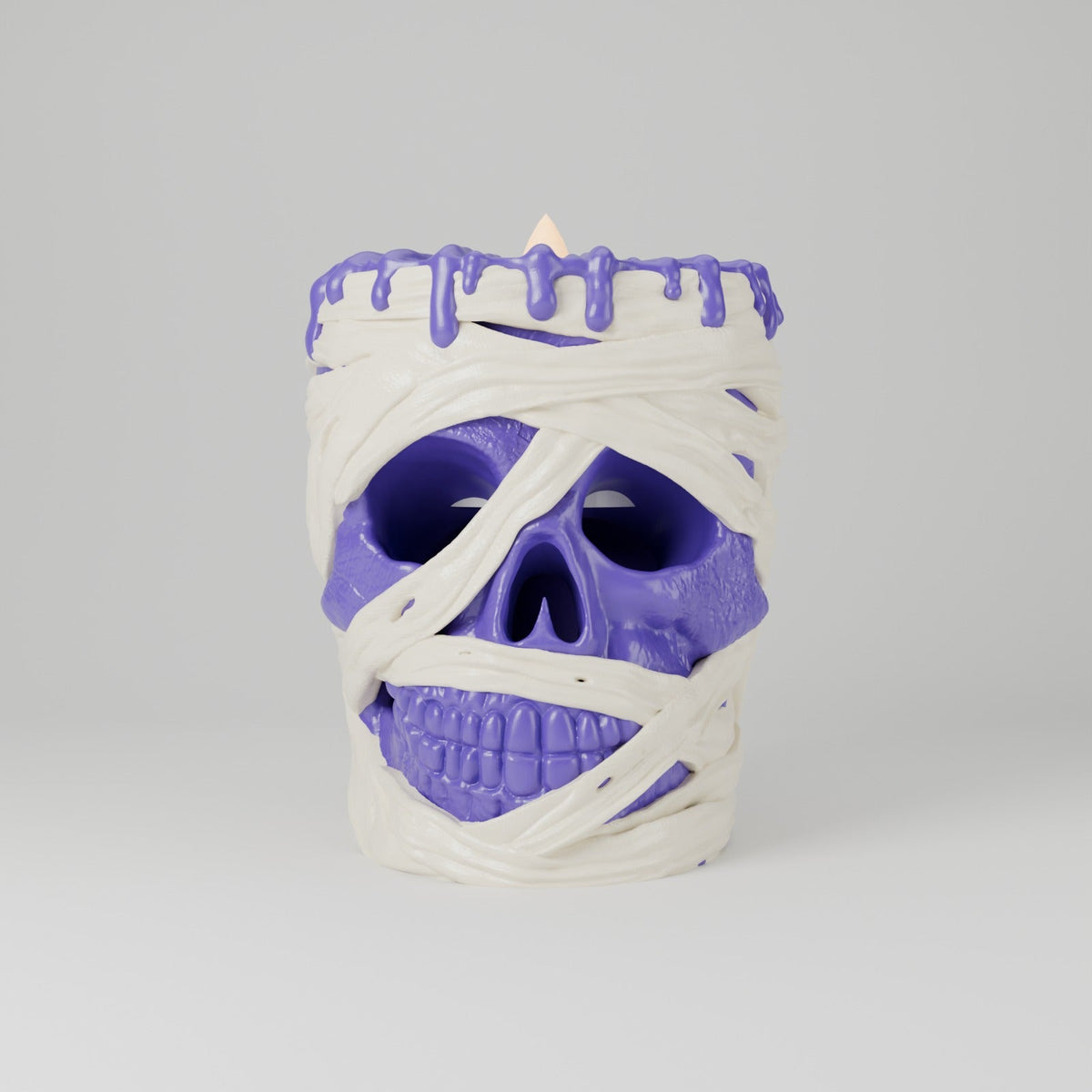 Mummy Skull Tealight Holder – Bandage-Wrapped Skull Halloween Candle Holder - Northern Foundry