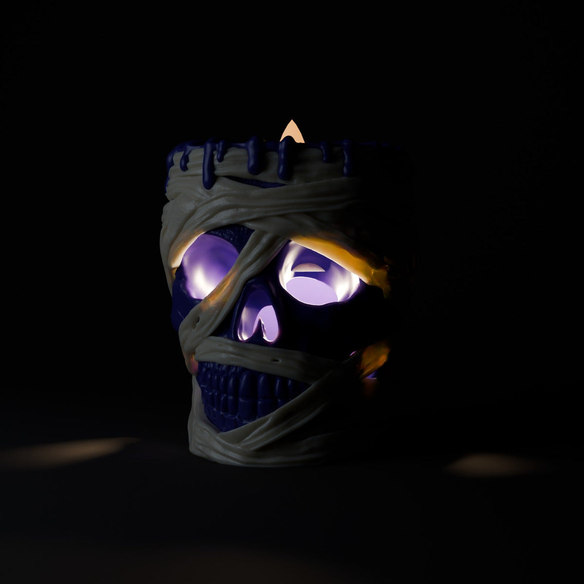 Mummy Skull Tealight Holder – Bandage-Wrapped Skull Halloween Candle Holder - Northern Foundry