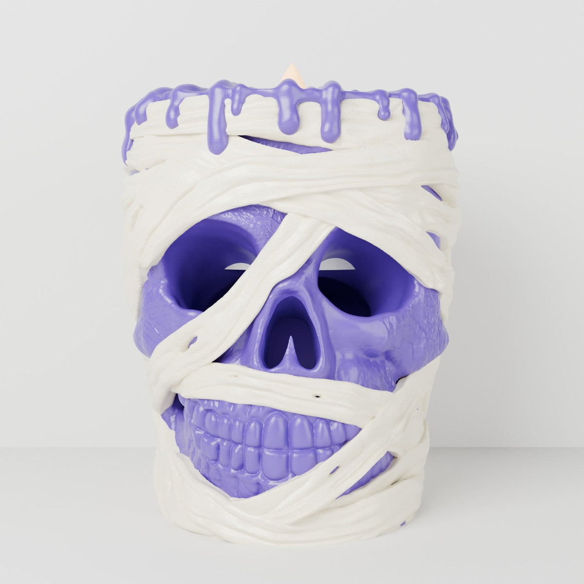 Mummy Skull Tealight Holder – Bandage-Wrapped Skull Halloween Candle Holder - Northern Foundry