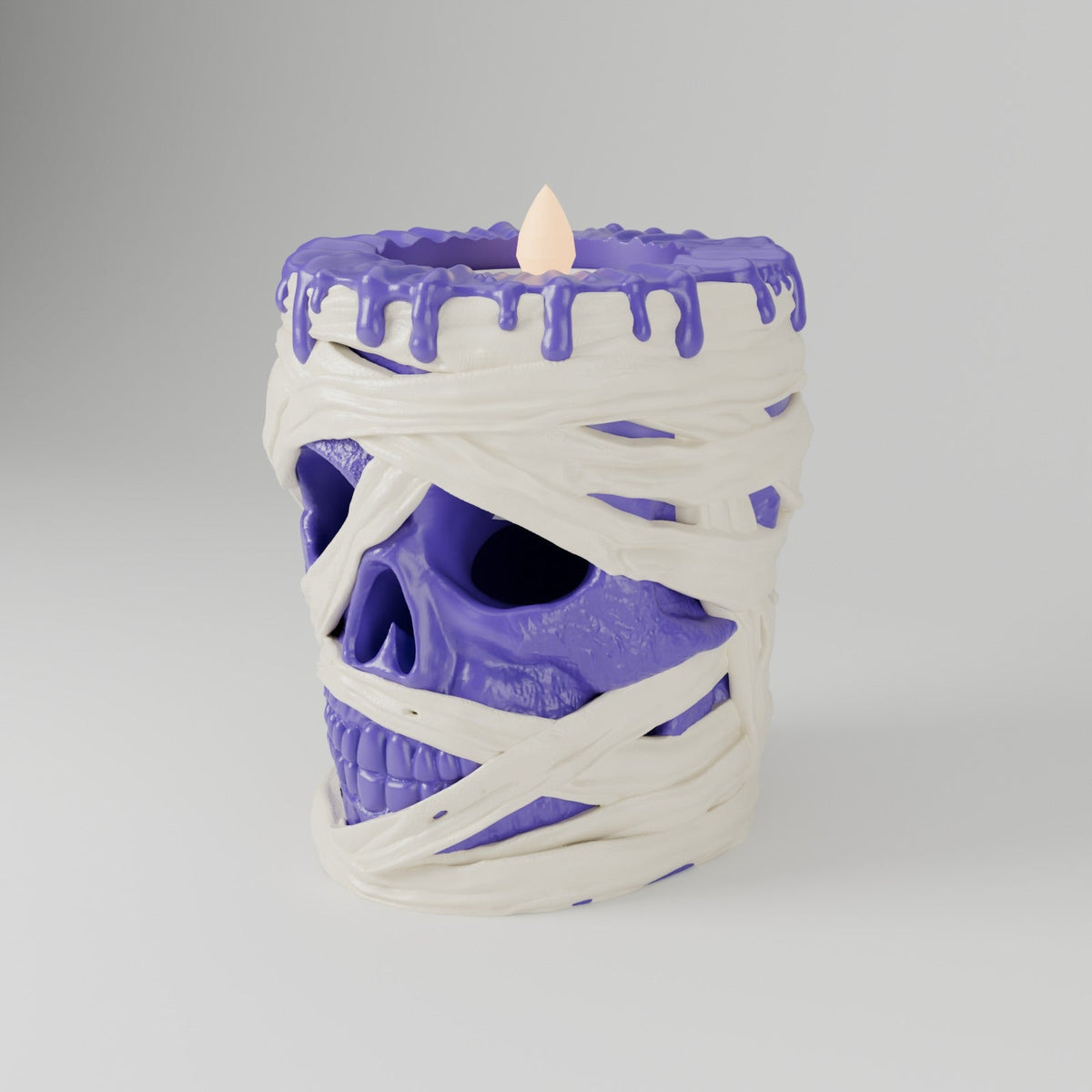 Mummy Skull Tealight Holder – Bandage-Wrapped Skull Halloween Candle Holder - Northern Foundry