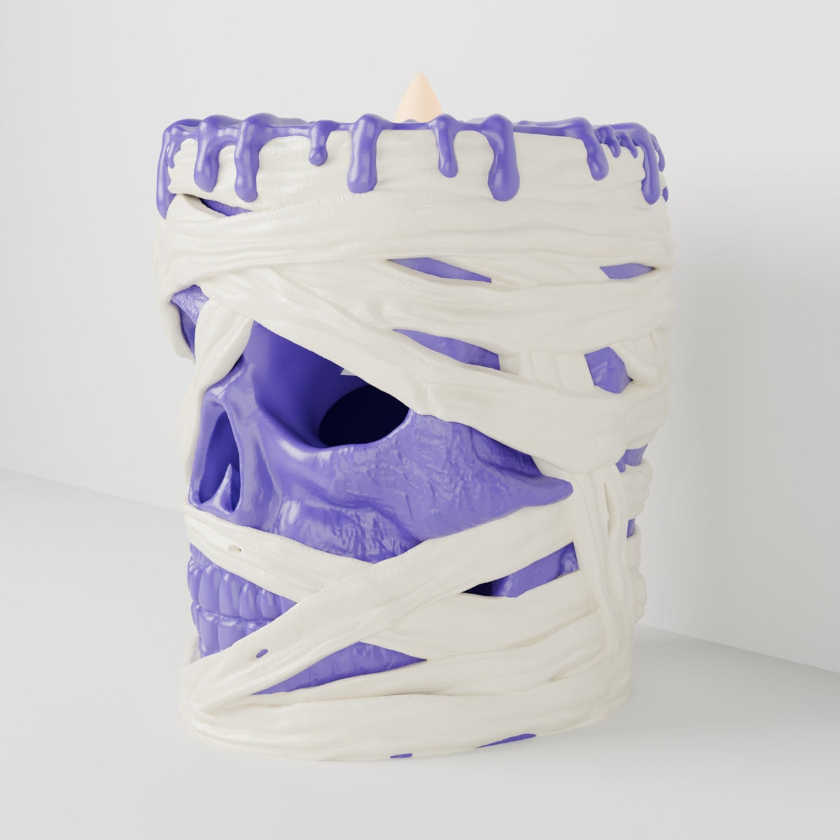 Mummy Skull Tealight Holder – Bandage-Wrapped Skull Halloween Candle Holder - Northern Foundry