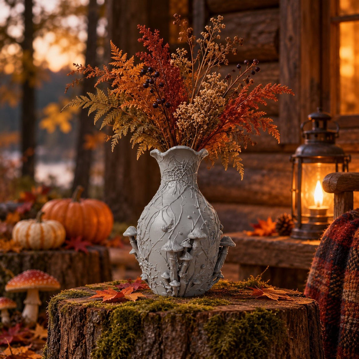 Mushroom Vine Vase – Woodland Autumn Decor - Northern Foundry