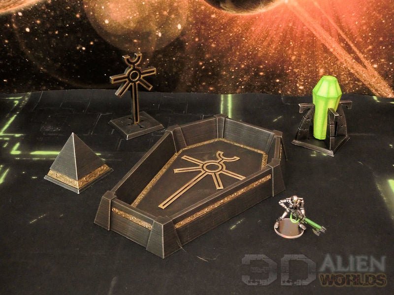 Necrontyr Dice Tray & Gaming Accessories Bundle - Northern Foundry