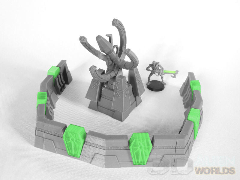Necrontyr Walls & Defenses Bundle – Alien Fortification Terrain (28mm/32mm/40mm) - Northern Foundry