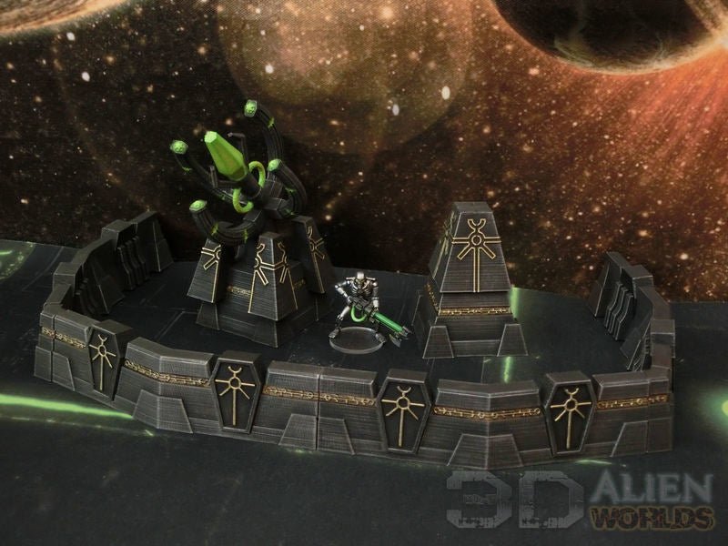 Necrontyr Walls & Defenses Bundle – Alien Fortification Terrain (28mm/32mm/40mm) - Northern Foundry
