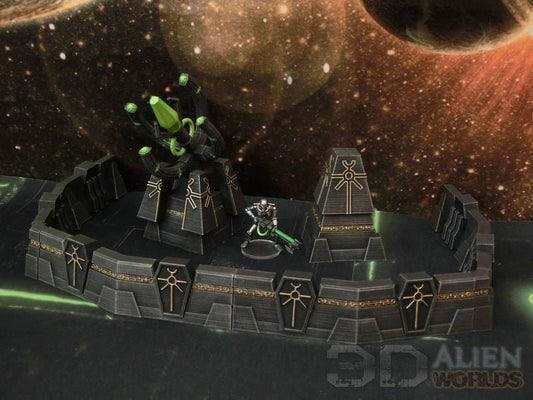 Necrontyr Walls & Defenses Bundle – Alien Fortification Terrain (28mm/32mm/40mm) - Northern Foundry