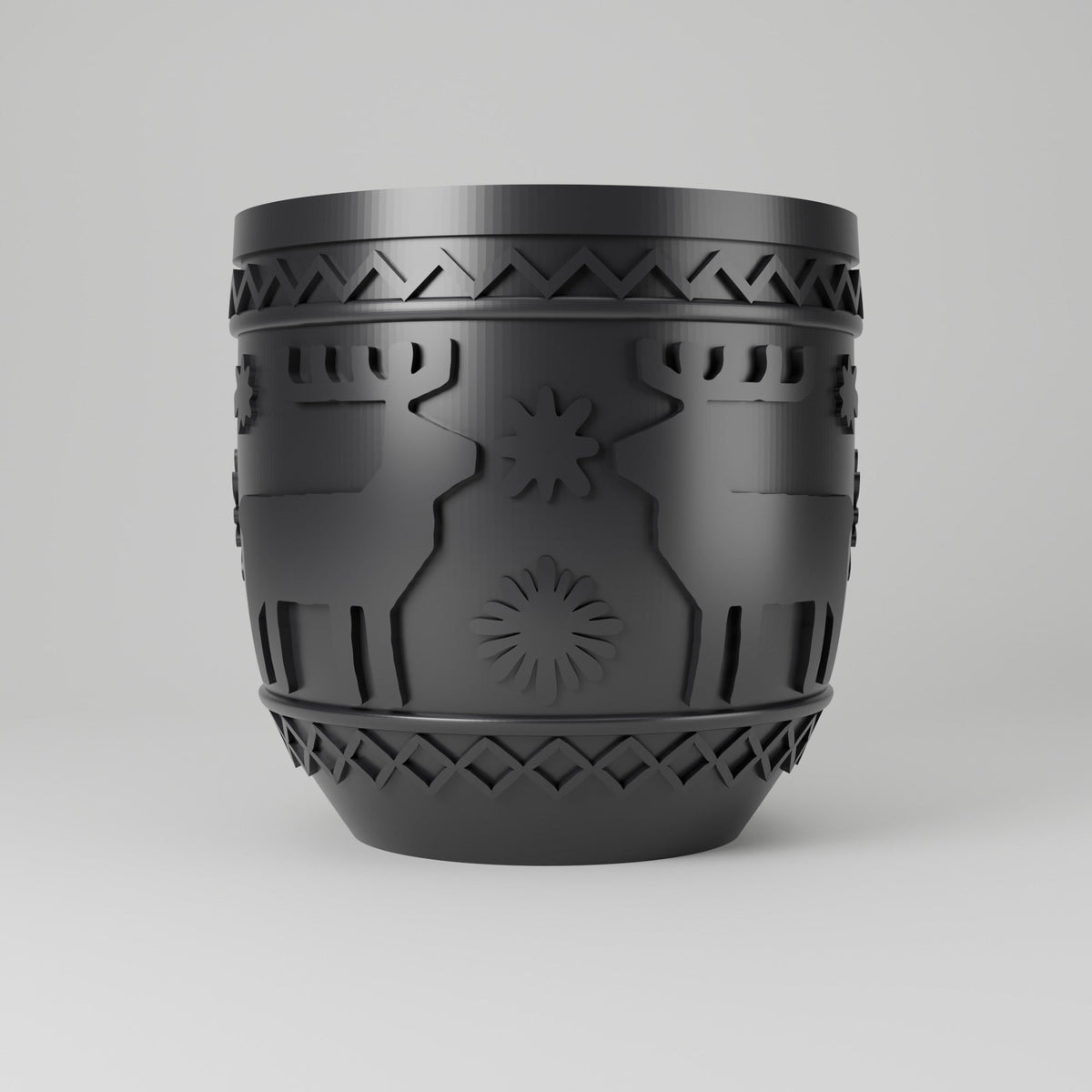 Nordic Reindeer Vase – Scandinavian Winter Pot with Reindeer & Snowflakes - Northern Foundry