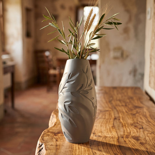 Olive Branch Relief Vase – Modern Sculptural Vase - Northern Foundry