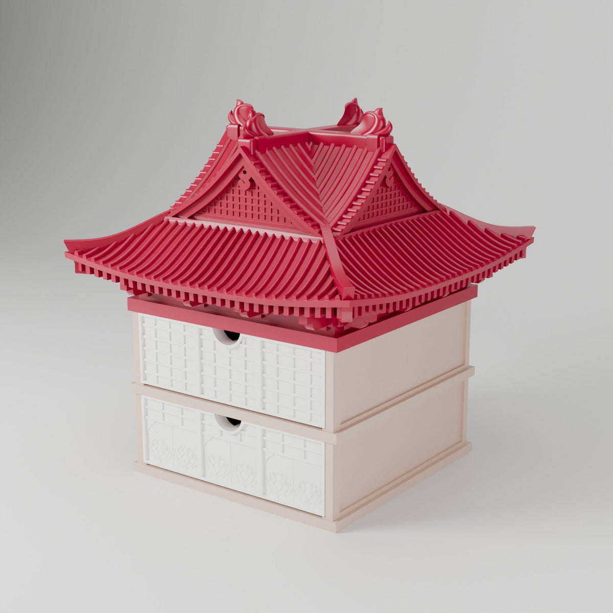 Pagoda Drawer Organizer – Asian Temple Storage Box with Two Drawers - Northern Foundry