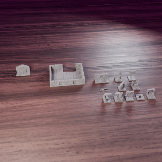 Portcullis & Secret Door Pack, assembled set on a wooden table