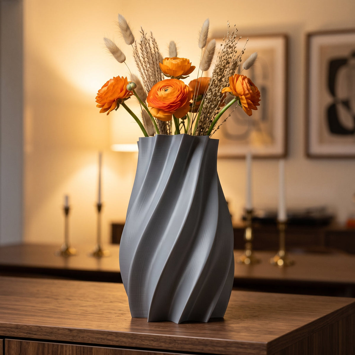 Raora Swirl Flower Vase – Modern Twisted Vase - Northern Foundry