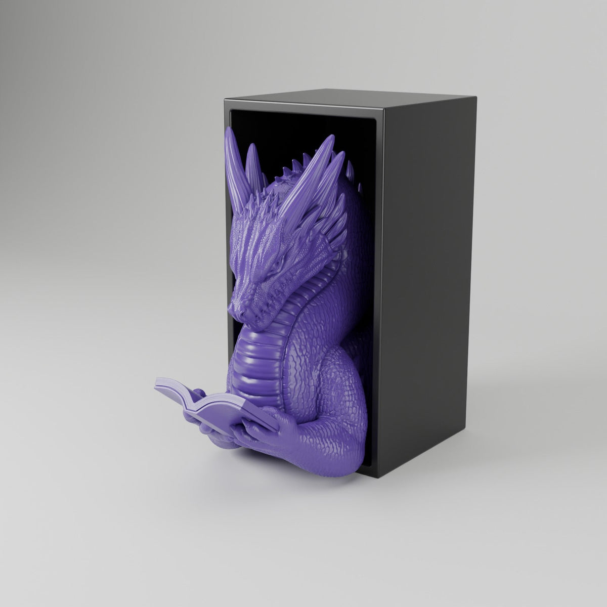 Reading Dragon Book Nook – Dragon Reading a Book in a Bookshelf Insert - Northern Foundry
