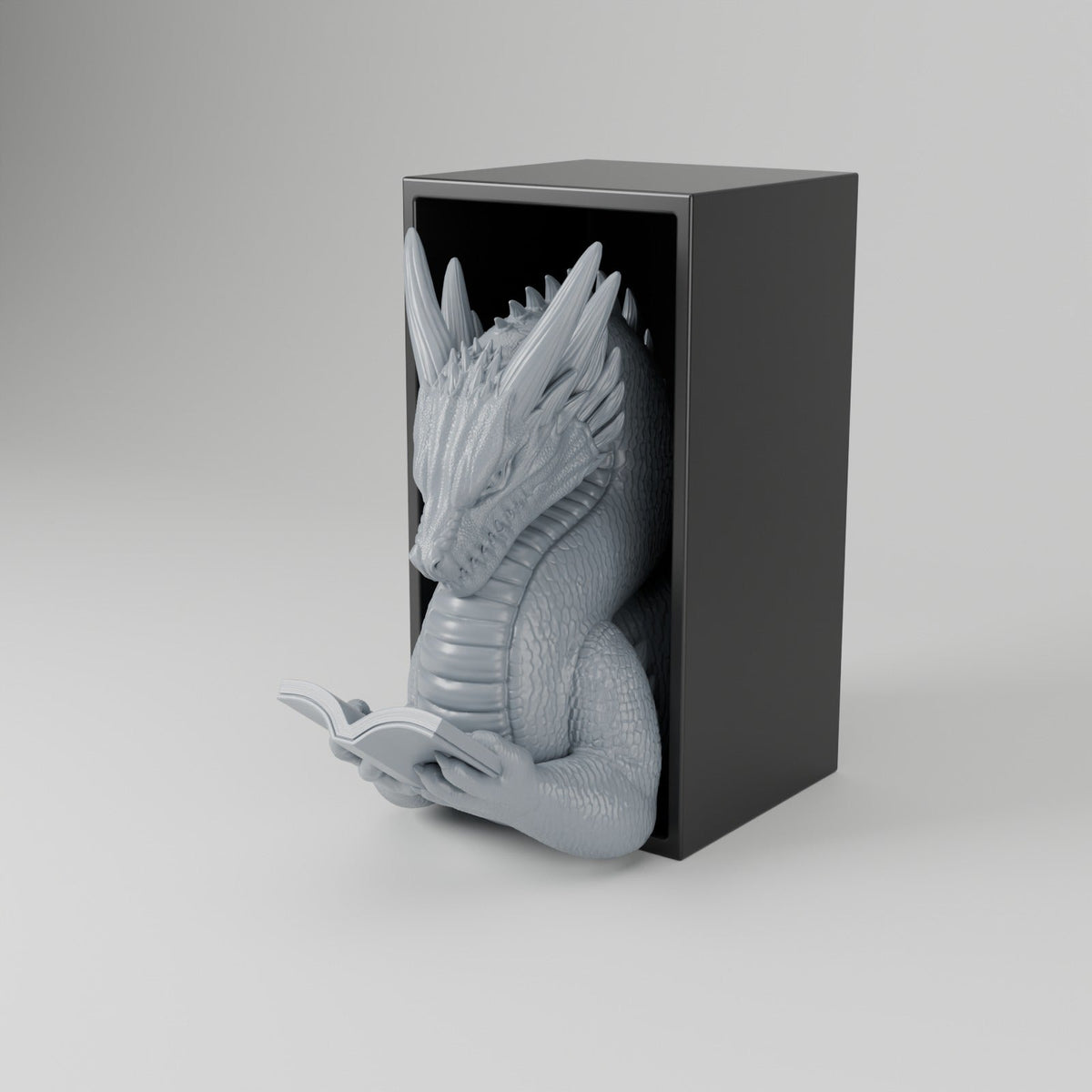 Reading Dragon Book Nook – Dragon Reading a Book in a Bookshelf Insert - Northern Foundry