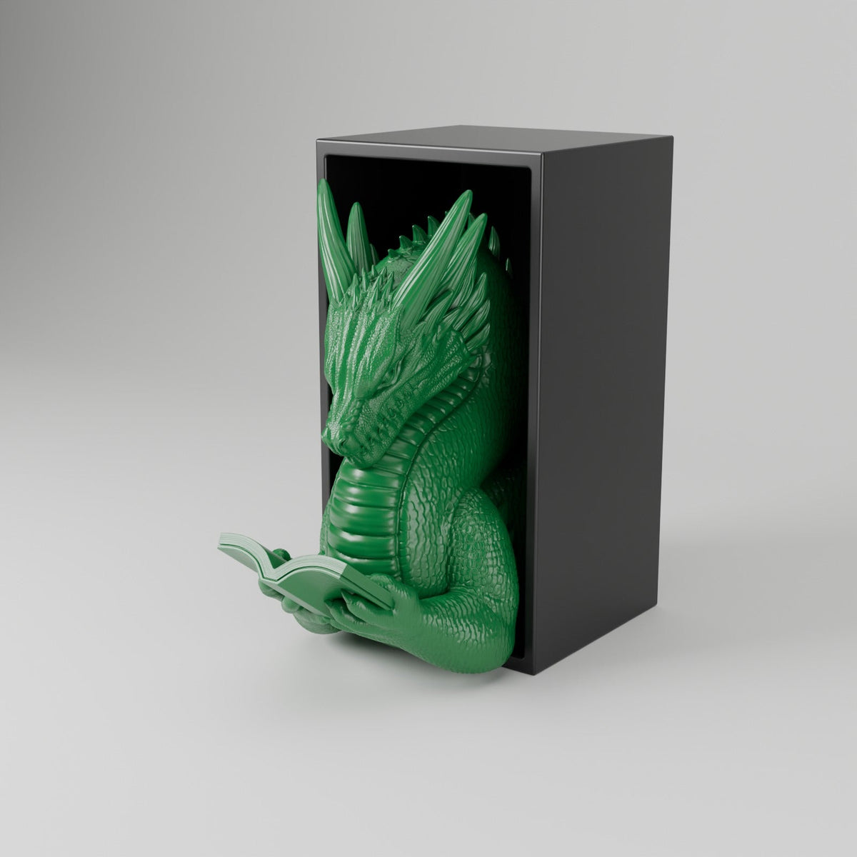 Reading Dragon Book Nook – Dragon Reading a Book in a Bookshelf Insert - Northern Foundry