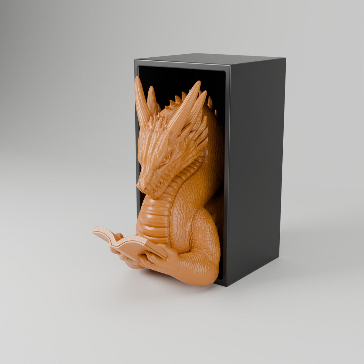 Reading Dragon Book Nook – Dragon Reading a Book in a Bookshelf Insert - Northern Foundry
