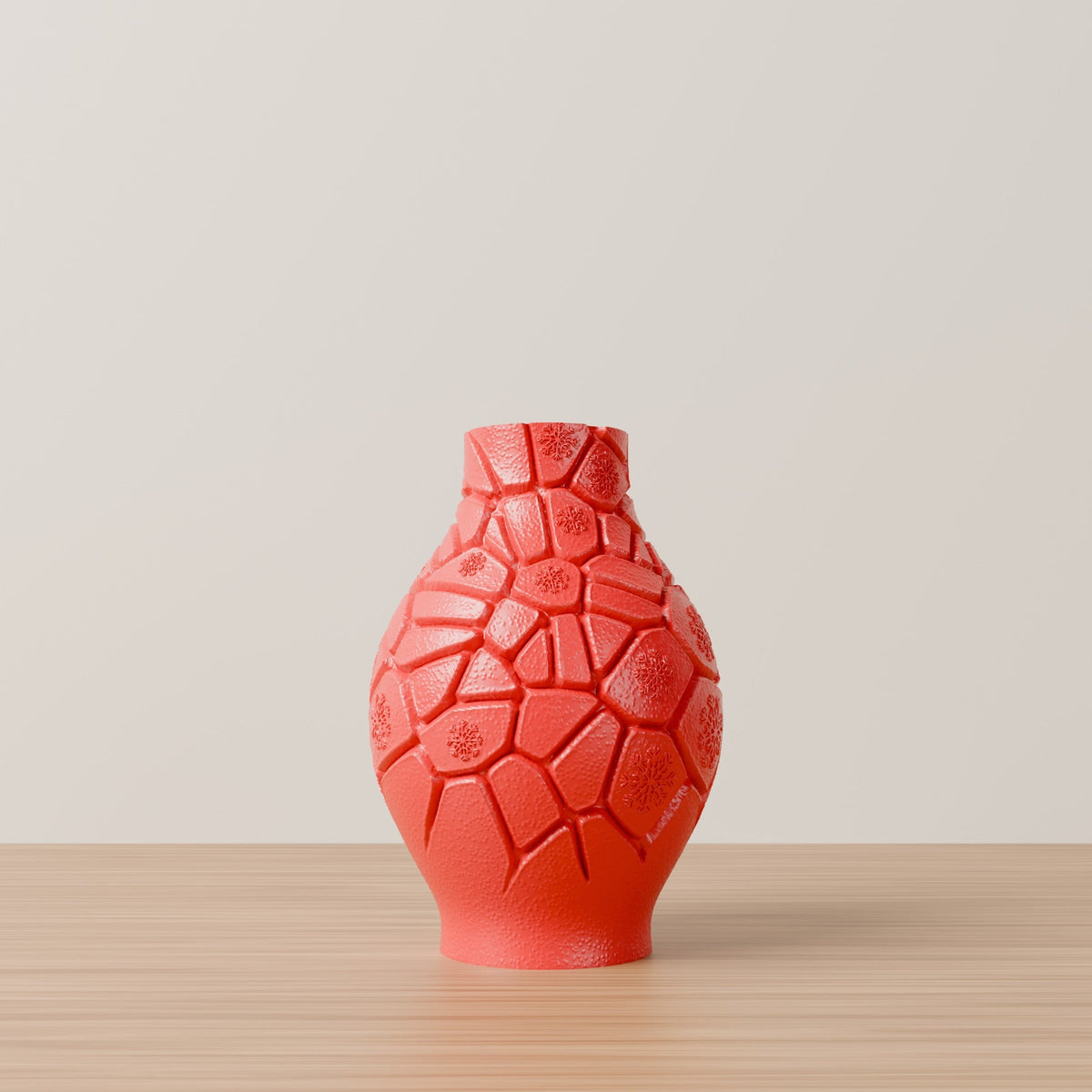 Red Winter Mosaic Vase – Christmas Vase with Snowflake Tile Texture - Northern Foundry