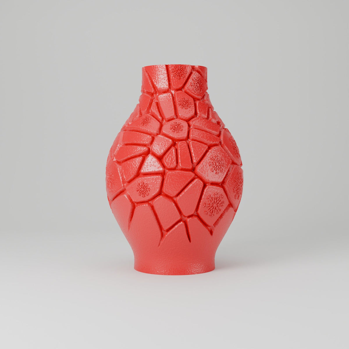 Red Winter Mosaic Vase – Christmas Vase with Snowflake Tile Texture - Northern Foundry