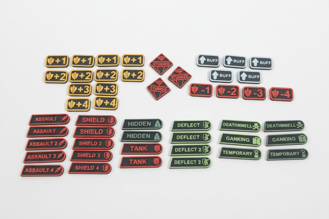 RIFTBOUND TCG-Compatible 48 Token Set (Unofficial) — Stun, Buff, Keywords, & Damage Modifiers w/ Case
