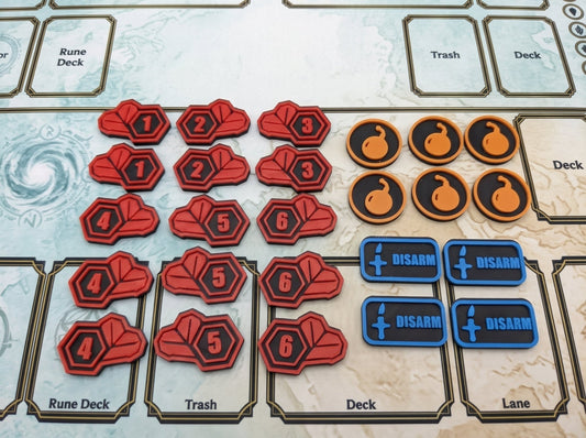 Riftbound Tokens – 73-Piece Radiance Set with Bomb, Disarm & Damage Counters and Case (Unofficial) - Northern Foundry