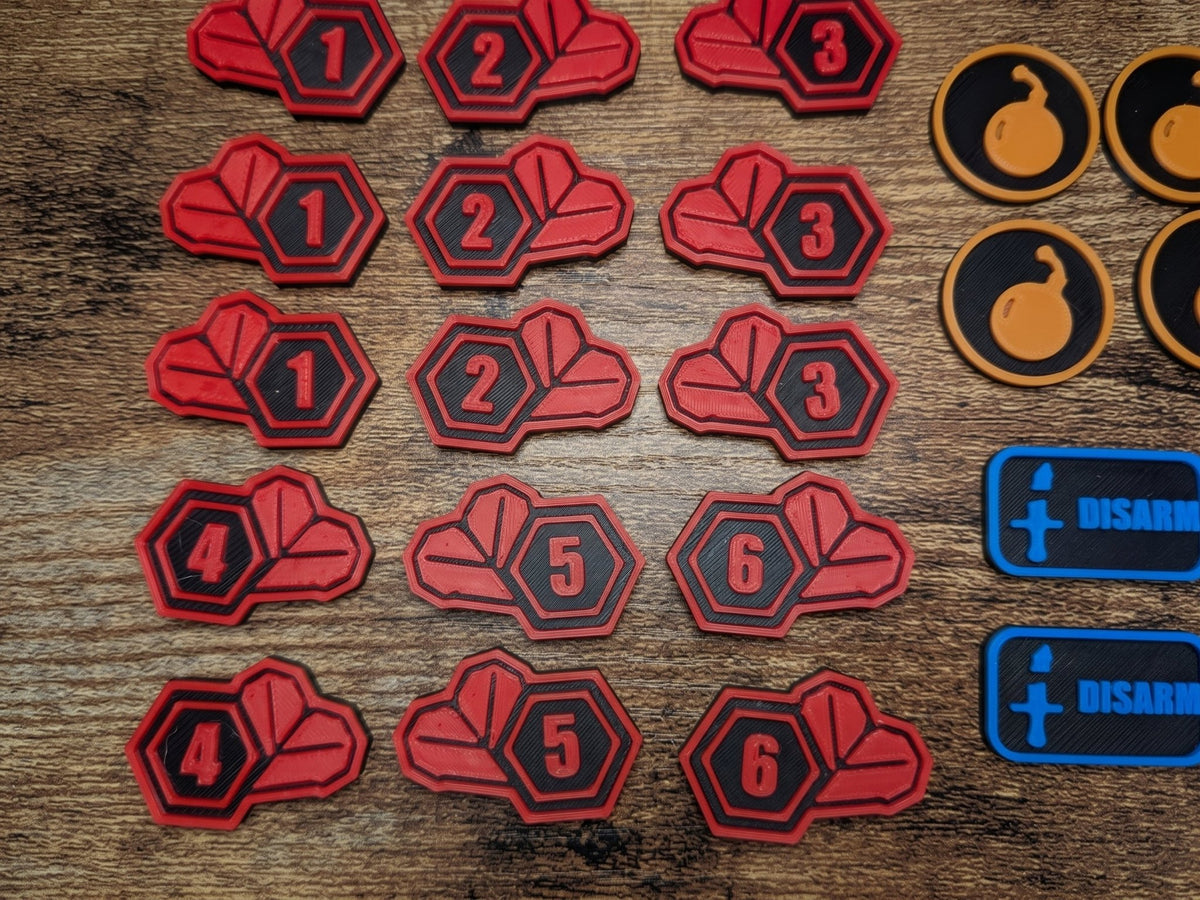 Riftbound Tokens – 73-Piece Radiance Set with Bomb, Disarm & Damage Counters and Case (Unofficial) - Northern Foundry
