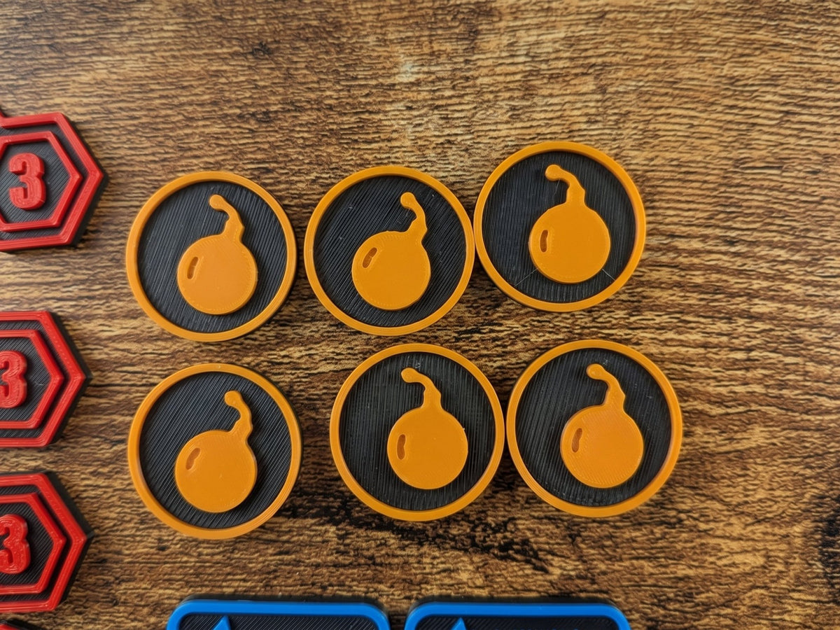 Riftbound Tokens – 73-Piece Radiance Set with Bomb, Disarm & Damage Counters and Case (Unofficial) - Northern Foundry