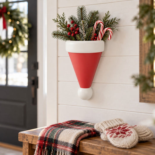 Santa Hat Wall Vase – Hanging Christmas Wall Planter - Northern Foundry