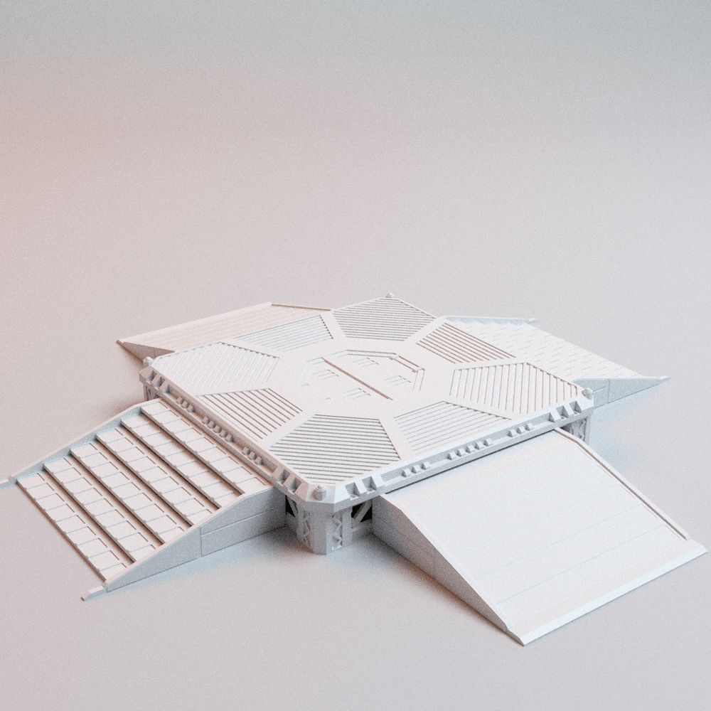 Sci - Fi Forward Base Terrain Set – Modular Outpost, Landing Pad & Comms Tower (28mm/32mm/40mm) - Northern Foundry