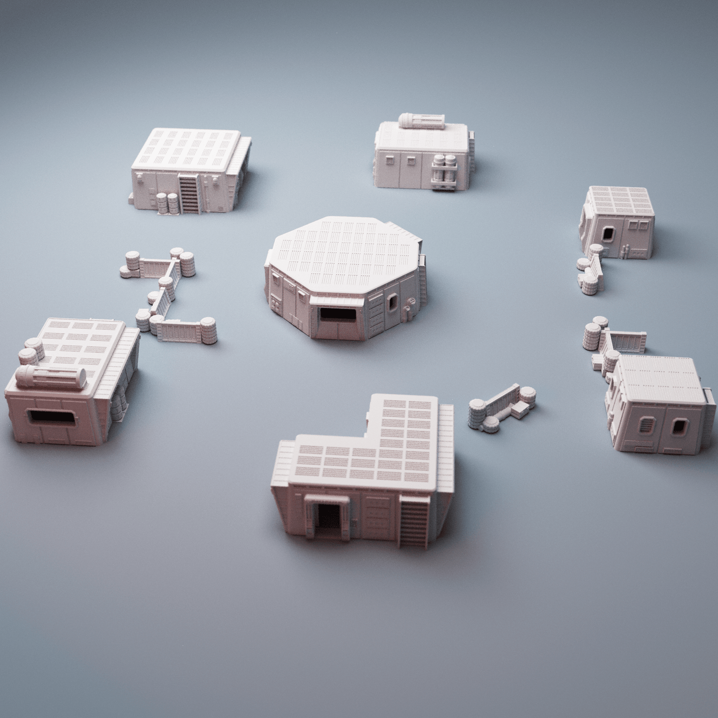 Sci-Fi Uladh Starport Buildings Bundle – 6 Outpost Structures (28mm/40mm, Stargrave) - Northern Foundry