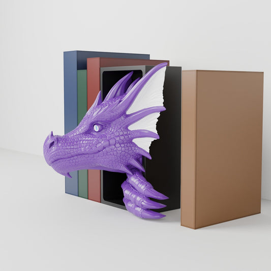 Sea Dragon Book Nook – Finned Dragon Head or Tail Bursting from Your Bookshelf - Northern Foundry