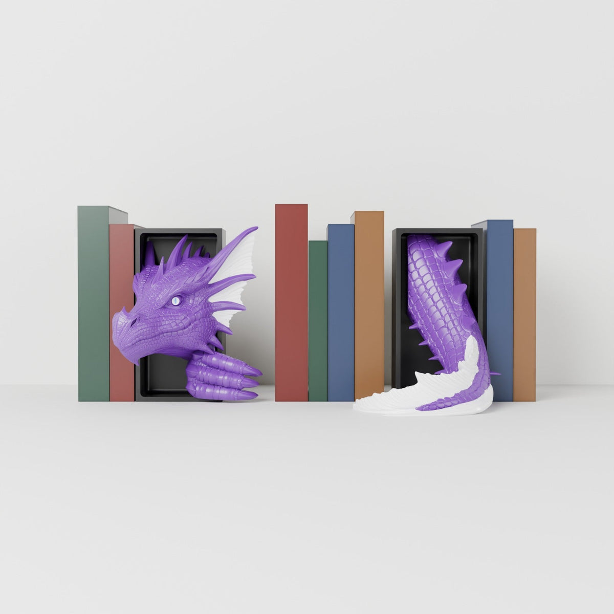 Sea Dragon Book Nook – Finned Dragon Head or Tail Bursting from Your Bookshelf - Northern Foundry