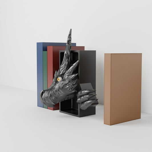 Shadow Dragon Book Nook – Black Dragon Head or Tail Bursting from Your Bookshelf - Northern Foundry