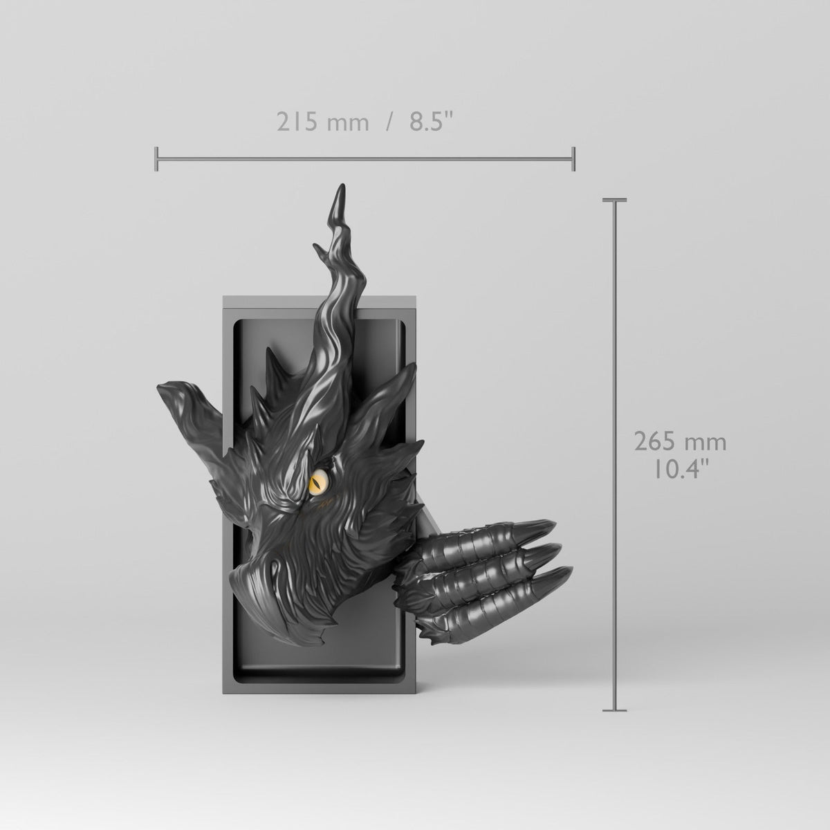 Shadow Dragon Book Nook – Black Dragon Head or Tail Bursting from Your Bookshelf - Northern Foundry