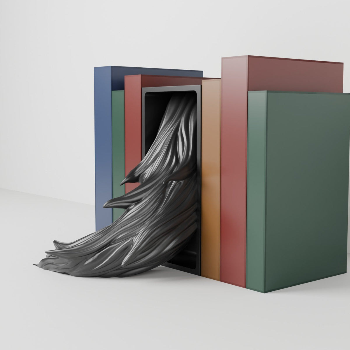 Shadow Dragon Book Nook – Black Dragon Head or Tail Bursting from Your Bookshelf - Northern Foundry