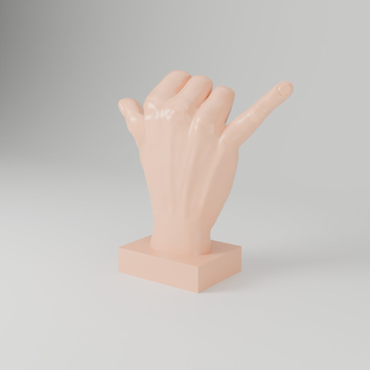 Shaka hand desk sculpture peach angled view