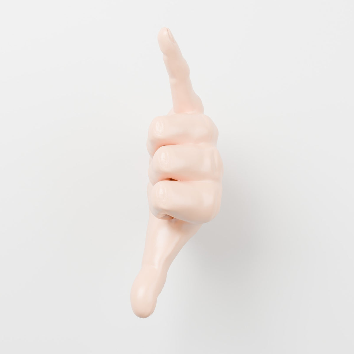 Shaka hand wall mount vertical peach on white wall front