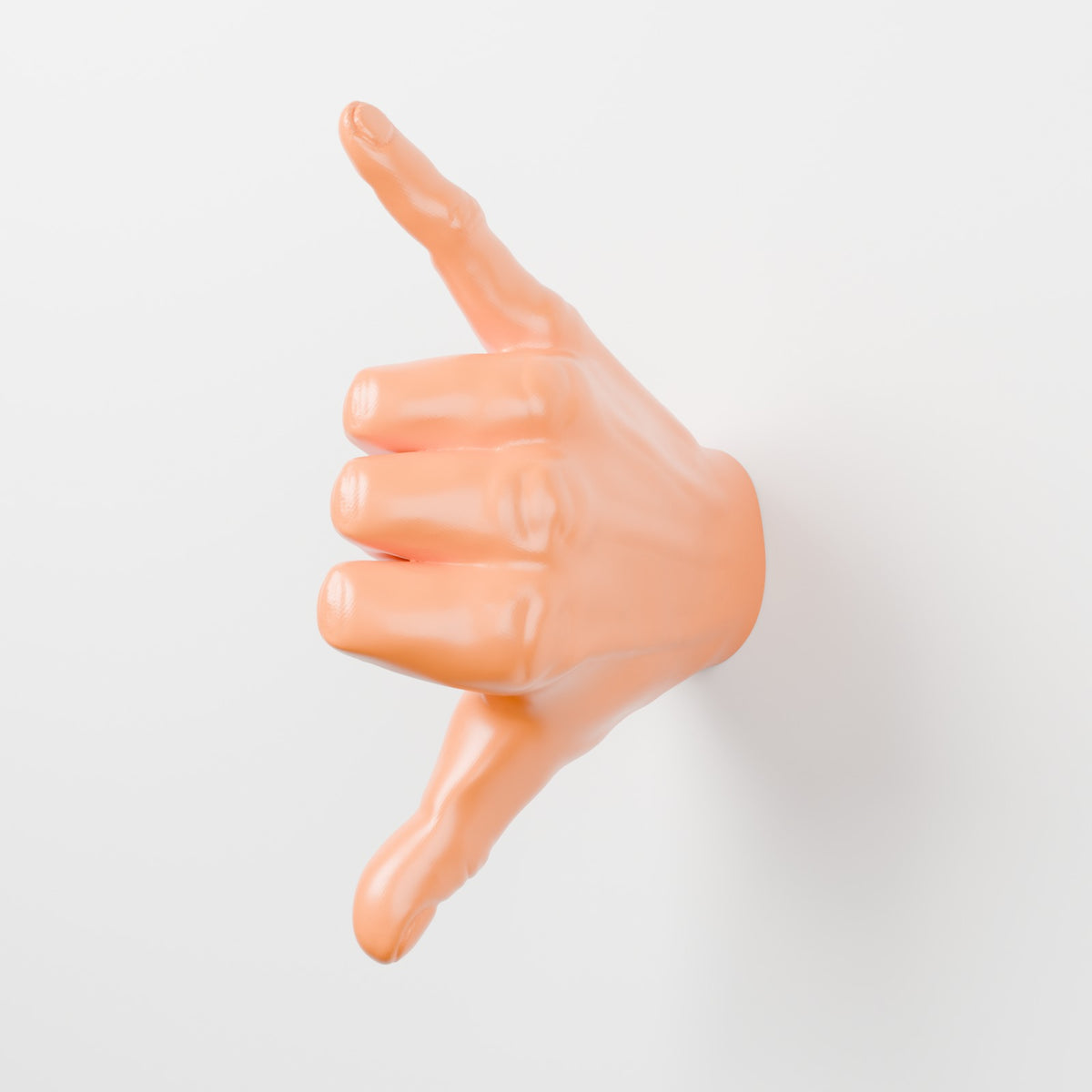 Shaka hand wall mount vertical sunset orange on white wall three quarter
