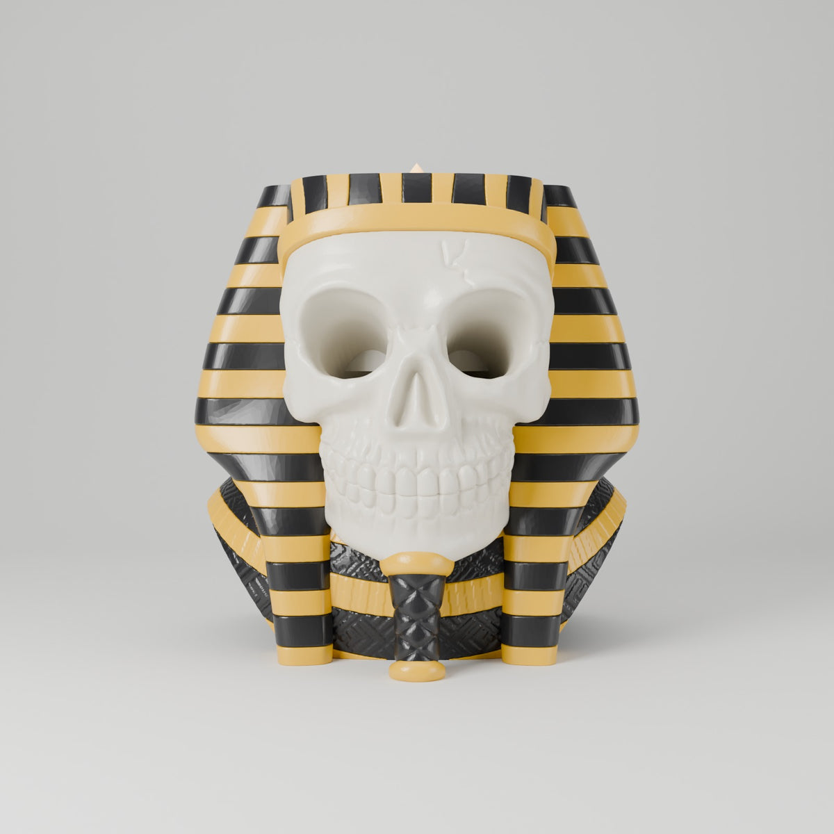 Skull pharaoh tealight holder black and gold
