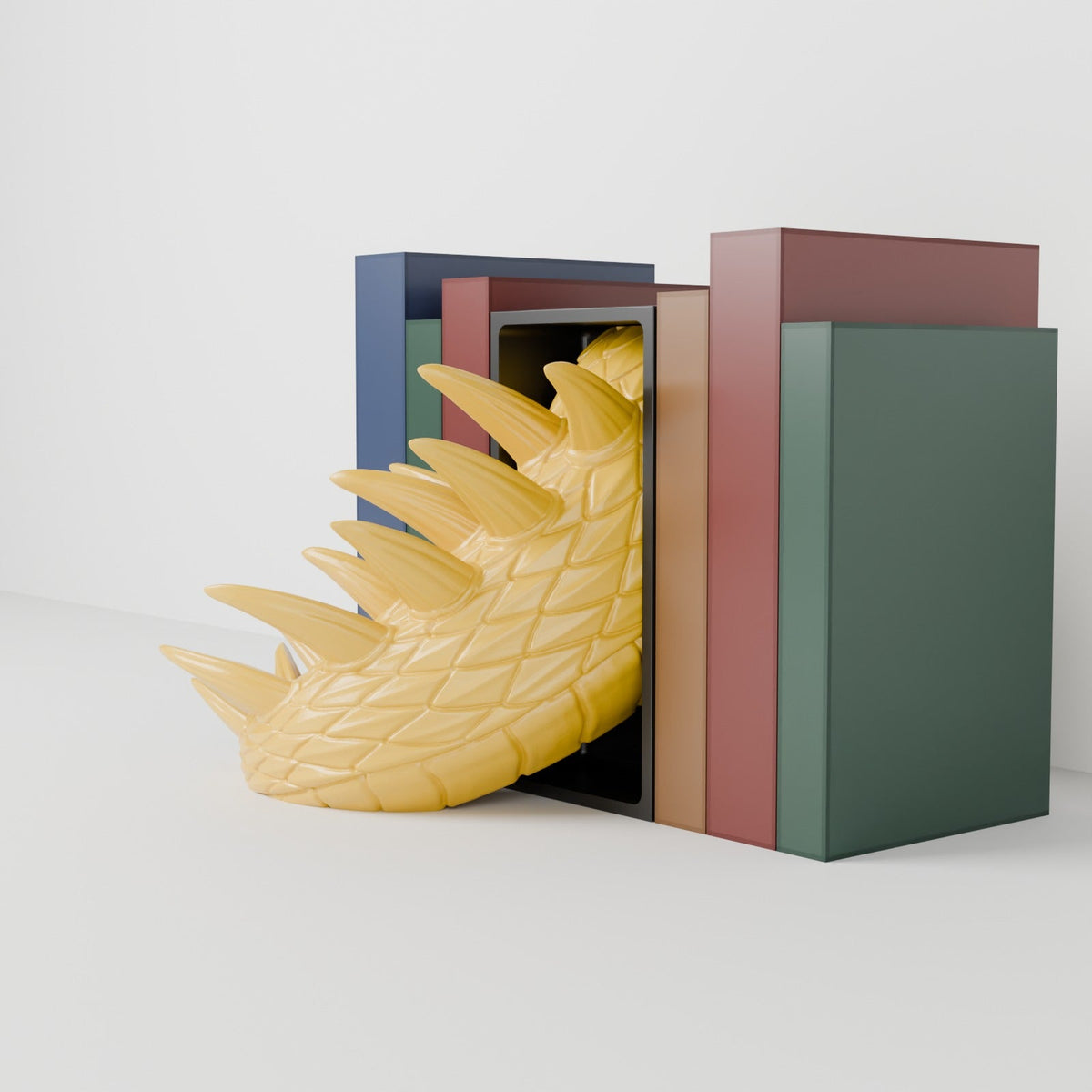 Spine Guard Dragon Book Nook – Golden Dragon Head or Tail Guarding Your Bookshelf - Northern Foundry