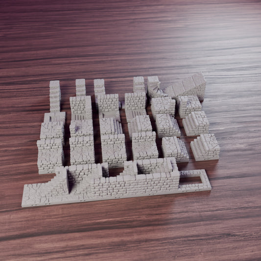 Stairs & Levels Pack, assembled set on a wooden table