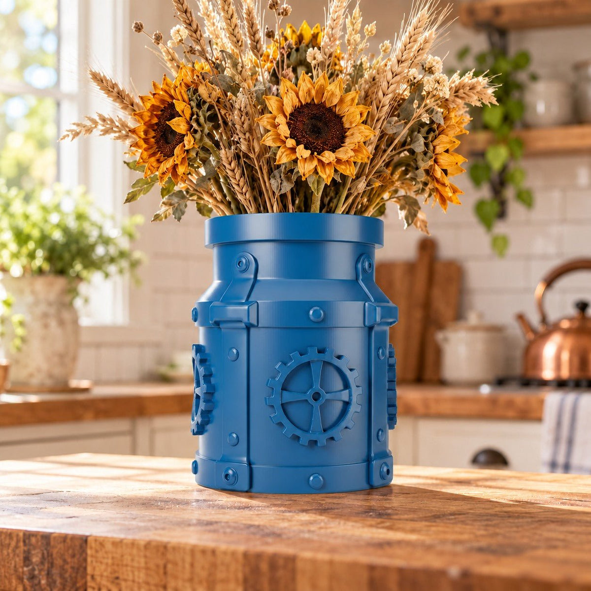 Steampunk Gear Vase – Riveted Milk Can Flower Vase - Northern Foundry