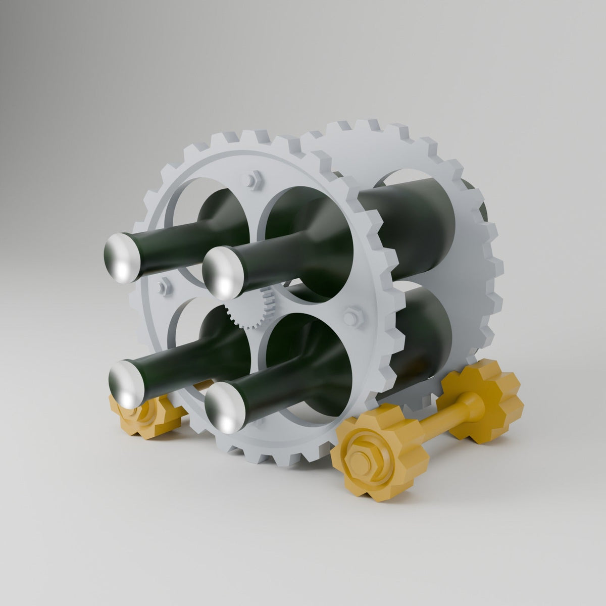Steampunk Gear Wine Rack – 4 Bottle Countertop Wine Holder with Gears, Bolts and Axles - Northern Foundry