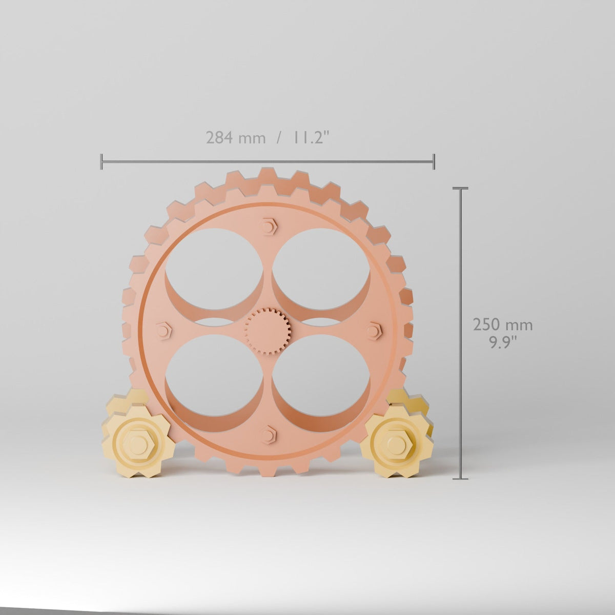Steampunk Gear Wine Rack – 4 Bottle Countertop Wine Holder with Gears, Bolts and Axles - Northern Foundry