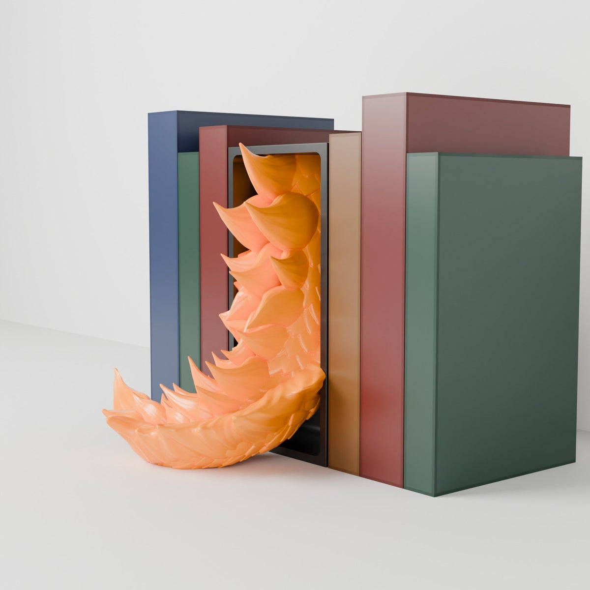 Sun Dragon Book Nook – Golden Dragon Head or Tail Bursting from Your Bookshelf - Northern Foundry
