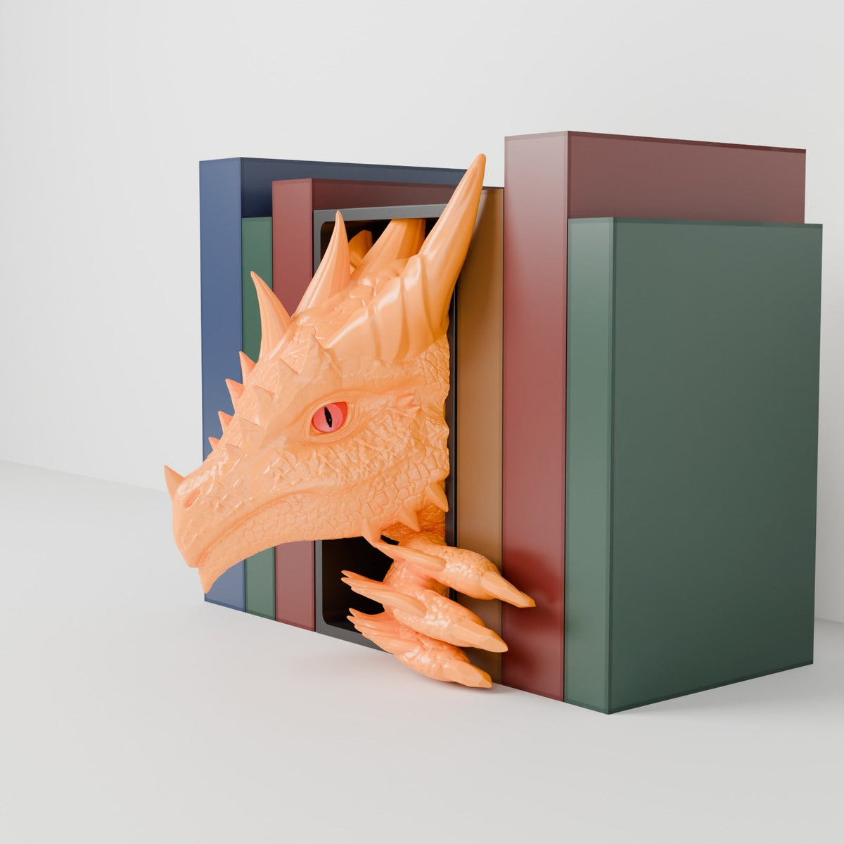 Sun Dragon Book Nook – Golden Dragon Head or Tail Bursting from Your Bookshelf - Northern Foundry